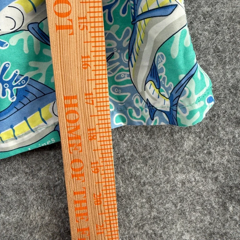 Vineyard Vines Swim Trunks Mens Small Marlin Coral Blue Green Board‎ Shorts